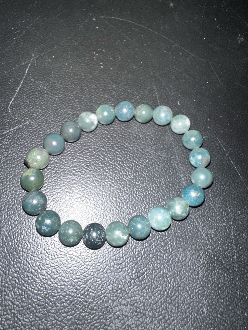 Moss Agate Beaded Stretch Bracelet